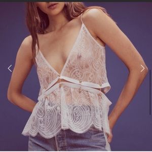 For Love & Lemons magenta pink lace blouse